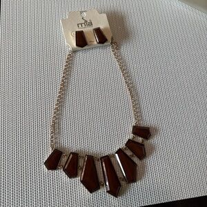 MIA Elegant Brown Necklace and Earring Set